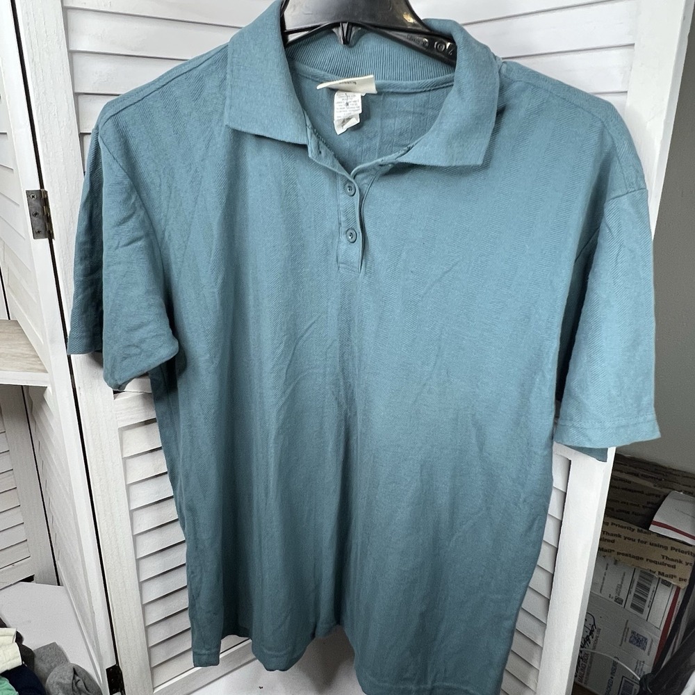 Vtg Northern‎ Reflections Polo Shirt XL Teal Green Made in Canada 100% Cotton
